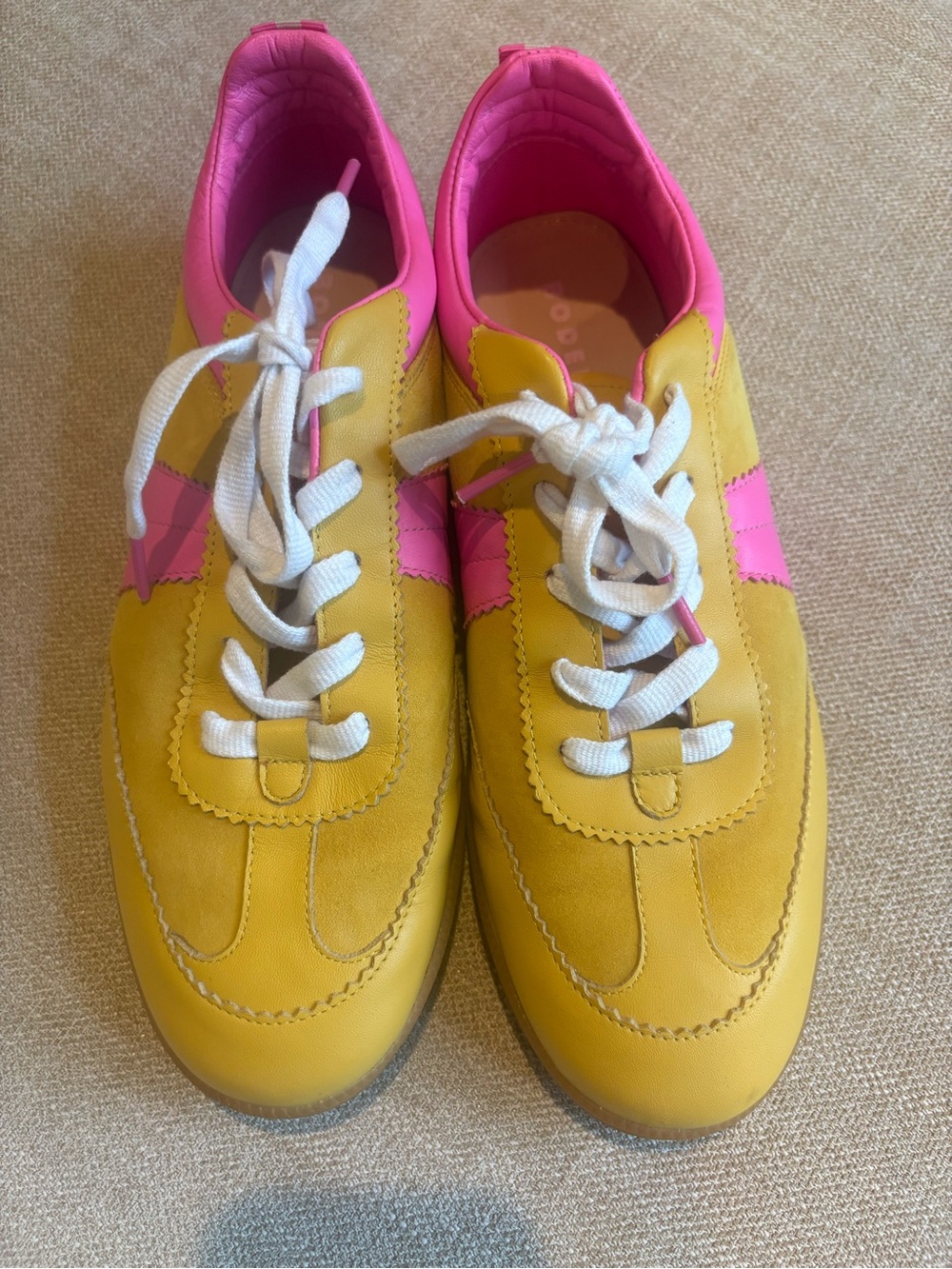 Boden Erin retro sneakers yellow and pink NWOB size 41 (9.5)